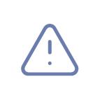 A blue triangle with rounded corners containing an exclamation mark in the center, symbolizing a Recommended Safety Software warning or alert, on a light gray background.