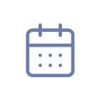 A simple blue calendar icon with rounded corners and six dots representing days, set against a light gray background—perfect for marking important dates in your Recommended Safety Software.