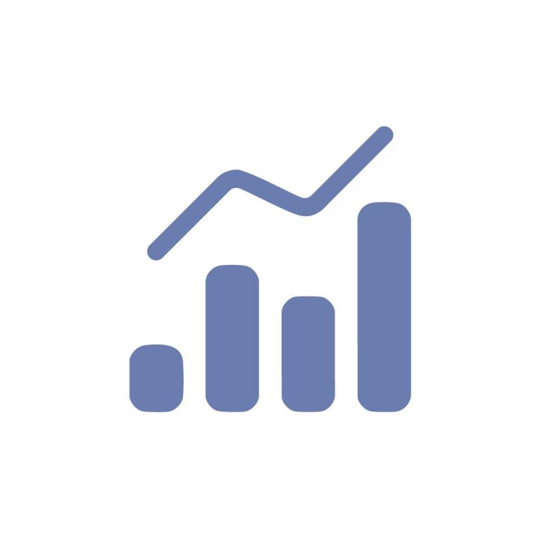 A simple blue icon for Recommended Safety Software shows a bar chart with four ascending bars and a line graph trending upward above the bars, all on a light gray background.