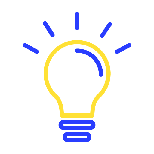 An icon of a lightbulb to represent that we like bold ideas. About Us.